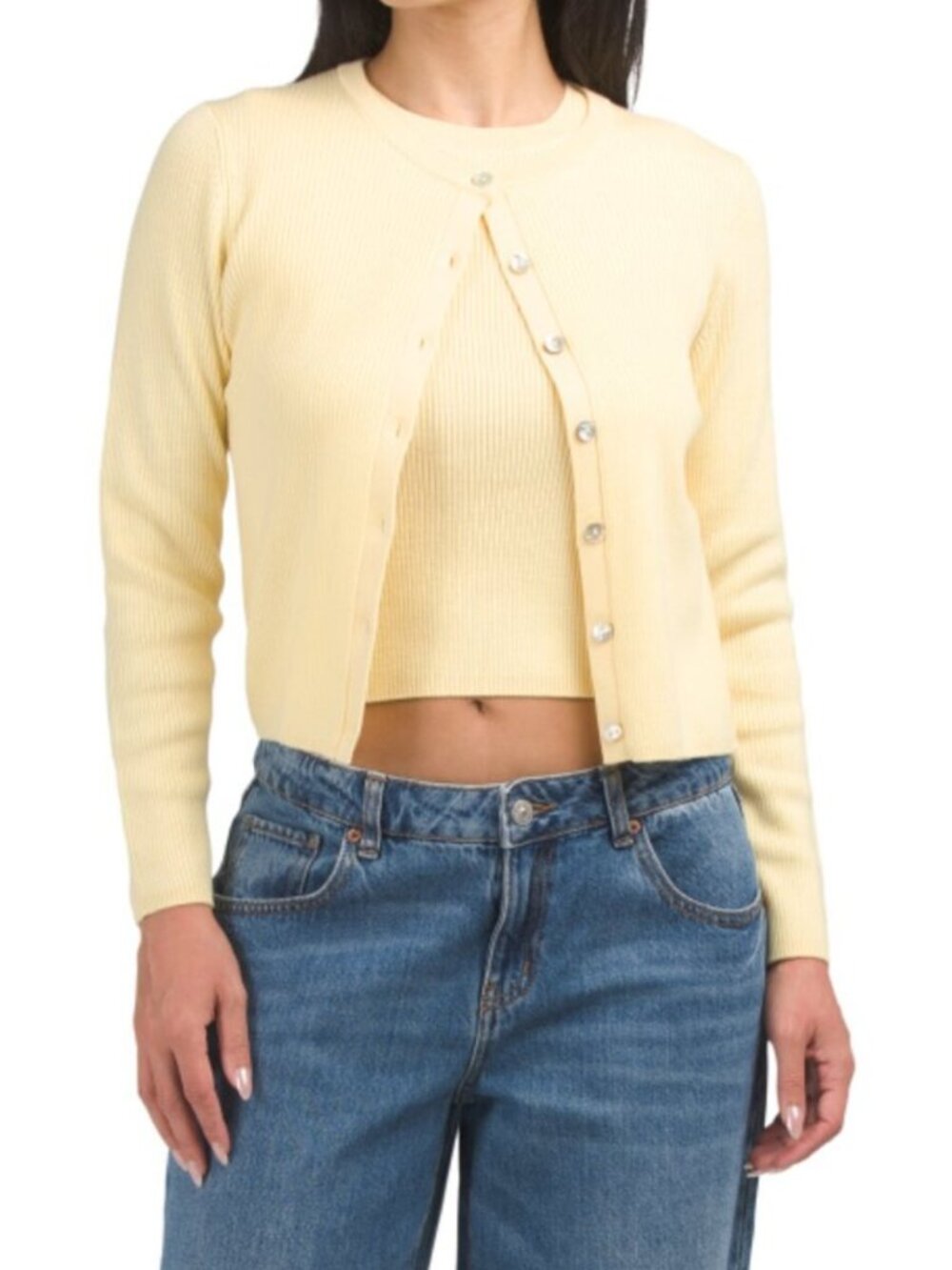 RACHEL ZOE Merino Wool Ribbed Cardigan With Buttons
